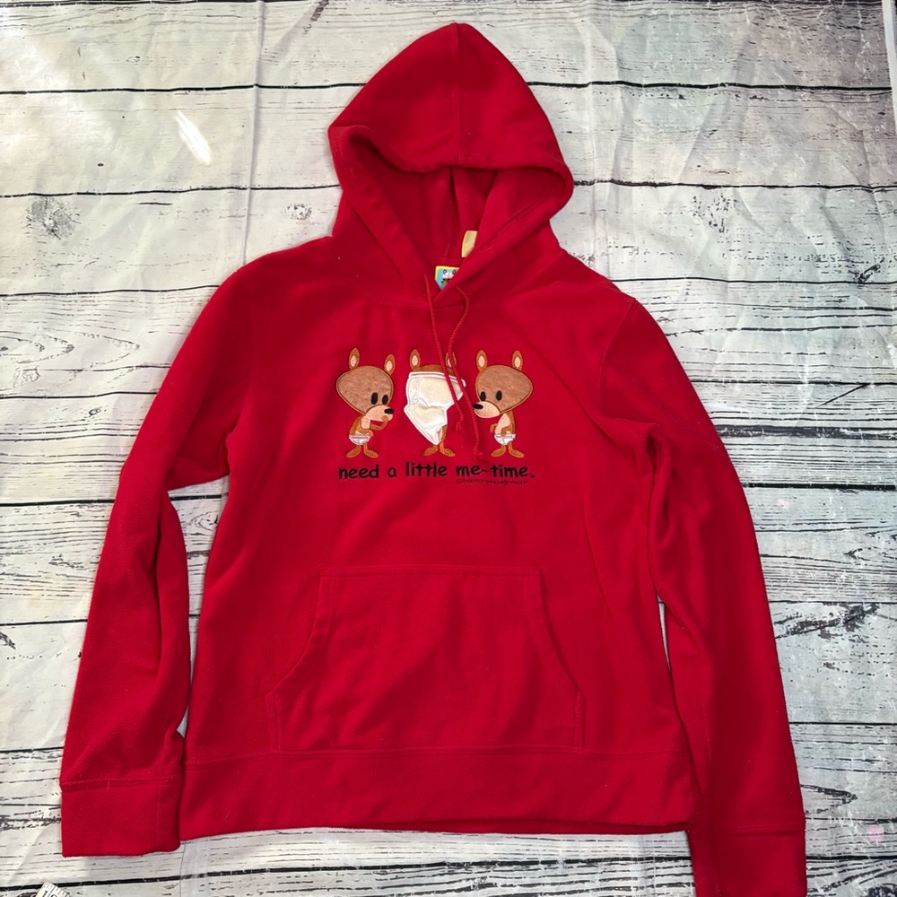 Red Hoodie with Cartoon Print just jimmy Jim Benton